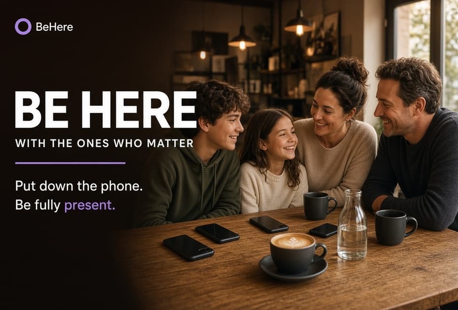A couple at a candlelit cafe table, both phones face down